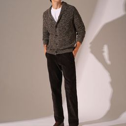 SELECTED Men Cable Knit Shawl Collar Cardigan-image-88