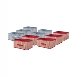 Aura Red 10 Pieces Striped Drawer Organisers-38