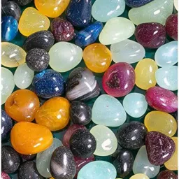 Decorative Glossy Shiny Polished Onyx Stone Pebbles For Home Outdoor & Garden Decoration Vase Filler Plant Pots Aquarium Fish Tanks Table Decor (Multi Colour, 500gm) Polished, Regular Angular, Asymmetrical, Round Onyx Pebbles-picture-2
