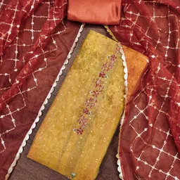 DIVASTRI Embellished Unstitched Dress Material-image-6