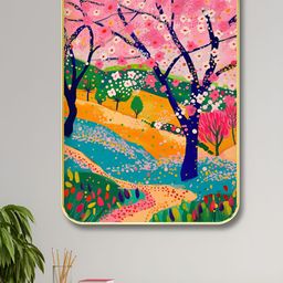 SAF Pink & Blue Floral & Botanical Printed Wooden Wall Art-image-14