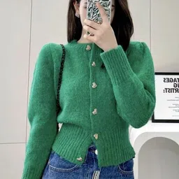Alamode By Akanksha Women Green Audra Cute Woolen Sweater with Heart Detail-image-78