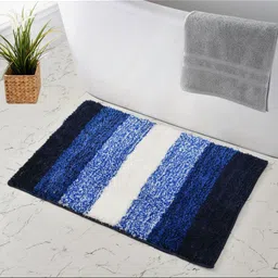 GBL COLLECTION Blue & White Rectangular Anti Skid Floor Mat-image-83
