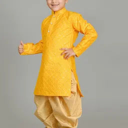 NFC CREATION Boys Embroidered Regular Sequinned Dupion Silk Kurta with Patiala image 5