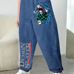 MODARUE Boys Demon Slayer Anime Printed Cotton Jogger Trousers-30