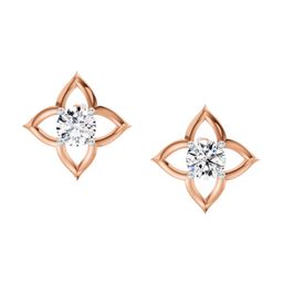 Sparkles 14K Rose Gold Lab Grown Diamond Flower Earrings - 0.76 Ct-image-96