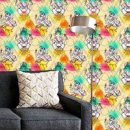 ArtzFolio Printed UV-Resistant Anti-Bacterial Hindu God Ganesha Peel & Stick Wallpaper-image-89