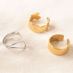 Niska Set Of 3 Gold-Plated Adjustable Finger Rings-image-89