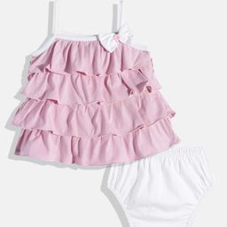 BABYMAX Infant Girls Layered Pure Cotton A-Line Dress With Bloomers-image-41