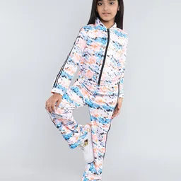 taffykids Girls Printed Mandarin Collar Jacket With Trouser-image-123