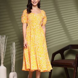 Oomph! Women Floral Printed Fit & Flare Midi Dress-image-41