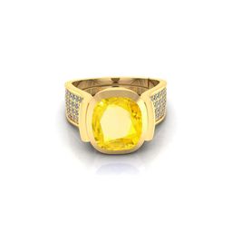 Pranjal Gems Unisex Gold-Plated 8.25 Ratti 7.15 Kt Sapphire Gemstone Studded Finger Ring-image-57