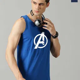 Organic Chics Pack Of 2 Printed Cotton Tank VestsRoyal Avenger-Navy Thor_S-image-27