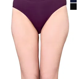 Exotica Lingerie Pack Of 3 Cotton Bikini Briefs EX RIYA-PACK OF 3-BLACK BLUE PURPLE-M-picture-58