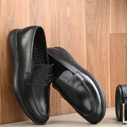 Franco Leone Men Solid Leather Round Toe Formal Loafers-image-12