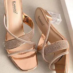 KARADDI Women Embellished Block Heeled Sandals-10