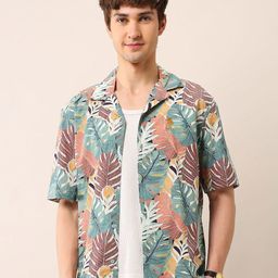 U.S. Polo Assn. Denim Co. Men Relaxed Tropical Printed Cuban Collar Cotton Casual Shirt-image-69