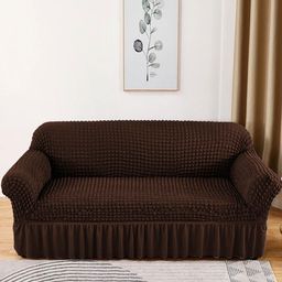 Lukzer Brown Polyester 1 Piece Sofa Cover With Arms-image-77