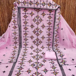 SHADOW & SAINING Abstract Embroidered Thread Work Unstitched Dress Material-picture-6