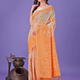 LeeliPeeri Designer Woven Design Zari Linen Blend Designer Saree-image-73