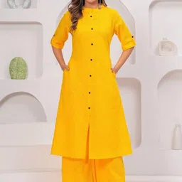 TROPWEAR Women Striped Regular Kantha Work Pure Cotton Kurta with Harem Pants Kurta Sets-16