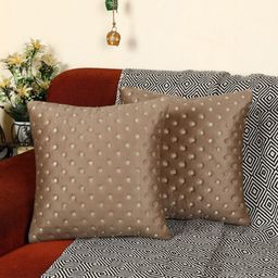 MONKDECOR Set Of 2 Brown Velvet Square Cushion Covers-11