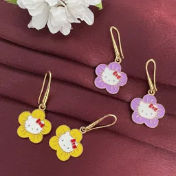 Digital Dress Room Set of 2 Gold-Plated Floral Drop Earrings-25