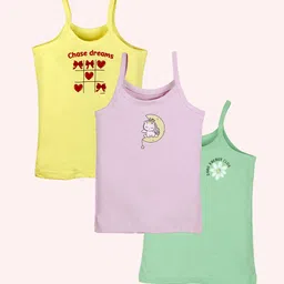 KiddoPanti Girls Pack Of 3 Printed Cotton Camisoles-image-46