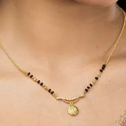 SHWENIT JEWELS Gold-Plated Artificial Stones and Beads Mangalsutra-54