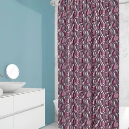 ArtzFolio Grey & Off-White Printed Waterproof Shower Curtains-2
