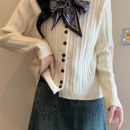 KPOP Women Cable Knit Self Design Cardigan Sweaters-picture-48