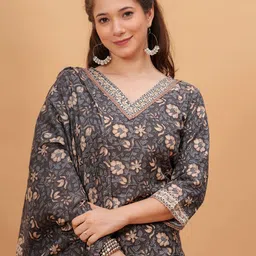 DORIYA Ethnic Motifs Printed Straight Kurta With Salwar & Dupatta-image-6