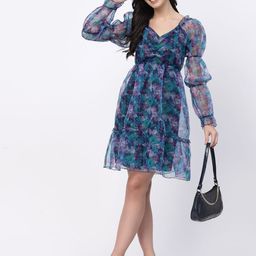 Fabway Clothing Floral Print Puff Sleeve Fit & Flare Dress-image-71