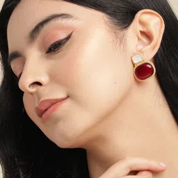 Anouk Gold-Plated Artificial Stones Studded Geometric Studs-48