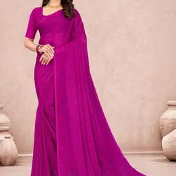 Mitera Striped Pure Chiffon Block Printed Saree-25