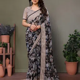 VILLAGIUS Floral Printed Pure Georgette Saree-image-13