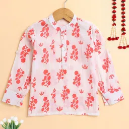 The Magic Wand Boys Floral Printed Daily Cotton Straight Kurta-image-74
