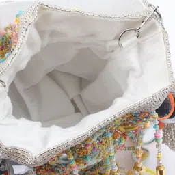 ODETTE Embellished With Sequin And Mirror Work Potli Clutch image 2