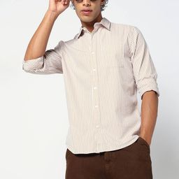 GAP Slim Fit Striped Pure Cotton Shirt-image-58