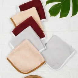 Creeva 6-Pcs Grey & Maroon Cotton 500 GSM Face Towels-3