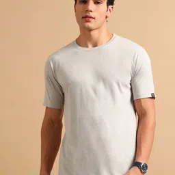 Bushirt Men Solid Round Neck Cotton T-shirt-image-56