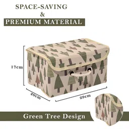 Aura Cream-Coloured & Green Foldable Cotton Drawer Organizer image 4