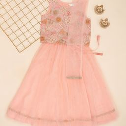AKKRITI BY PANTALOONS Girls Ready to Wear Lehenga & Blouse Net-picture-15