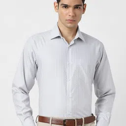 Van Heusen Geometric Textured Long Sleeves Opaque Regular Fit Formal Pure Cotton Shirt-image-59