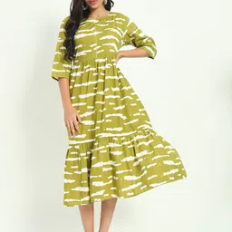 KALINI Women Print Midi Fit and Flare Dress-image-91