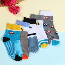 YK Infant Boys Pack Of 5 Pair Patterned Ankle-Length Socks-12