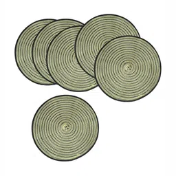 TIED RIBBONS 6-Pcs Green & Black Striped Dining Table Placemats-25