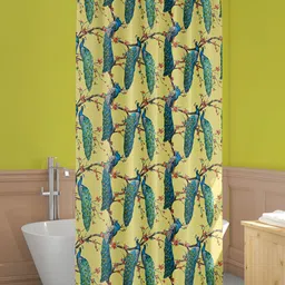 ArtzFolio Yellow & Green Floral Printed Waterproof Shower Curtain-image-90