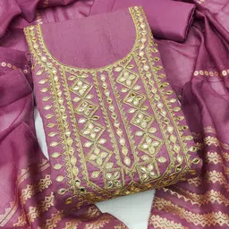Mitera Embroidered Art Silk Unstitched Dress Material-image-64