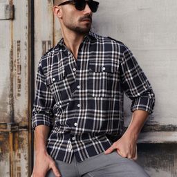High Star Men Comfort Tartan Checks Opaque Checked Casual Shirt-image-52